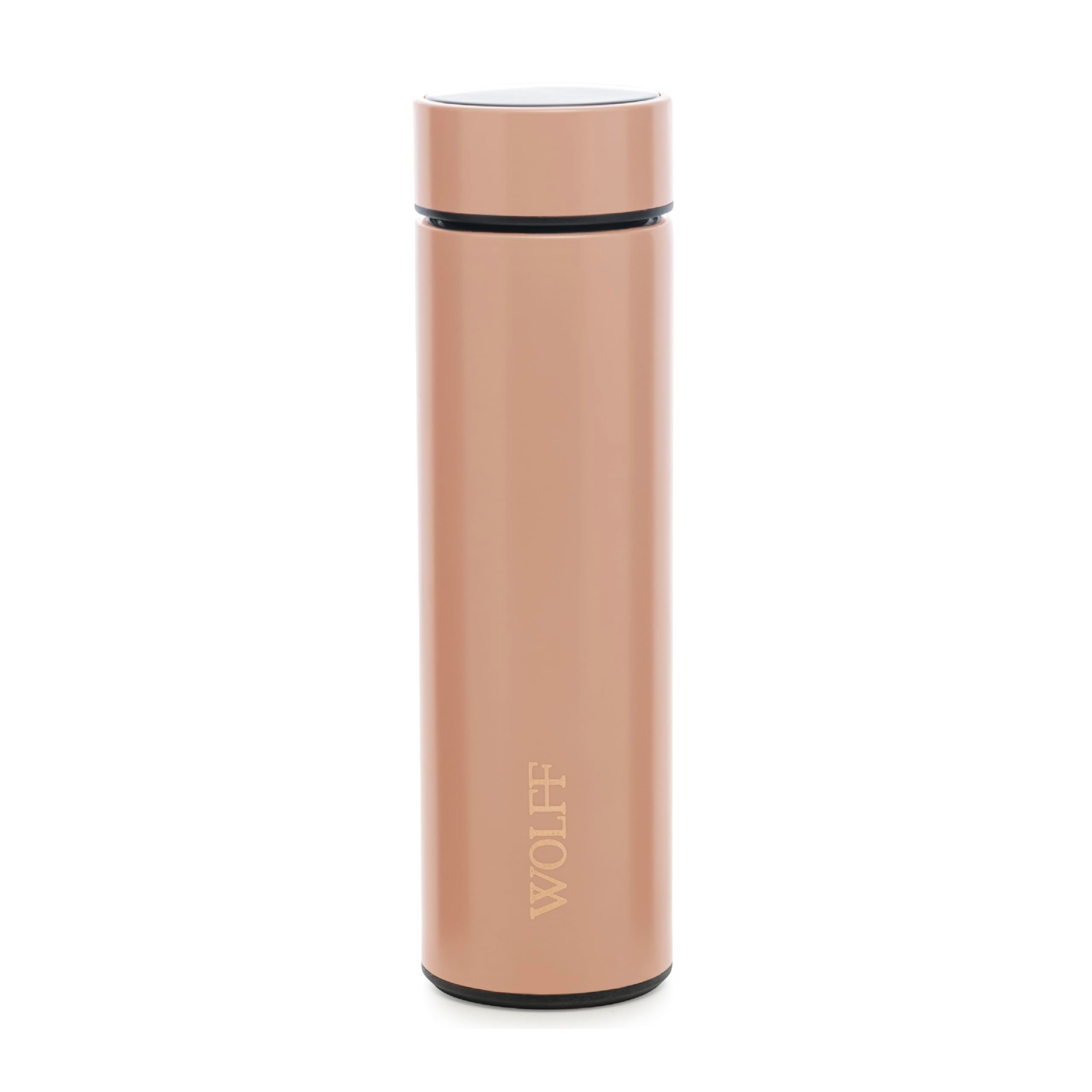 WOLFF - Garrafa Térmica de Aço Inox com Termômetro em Led 500ml Rosé - Conserva Bebidas Quentes e Frias