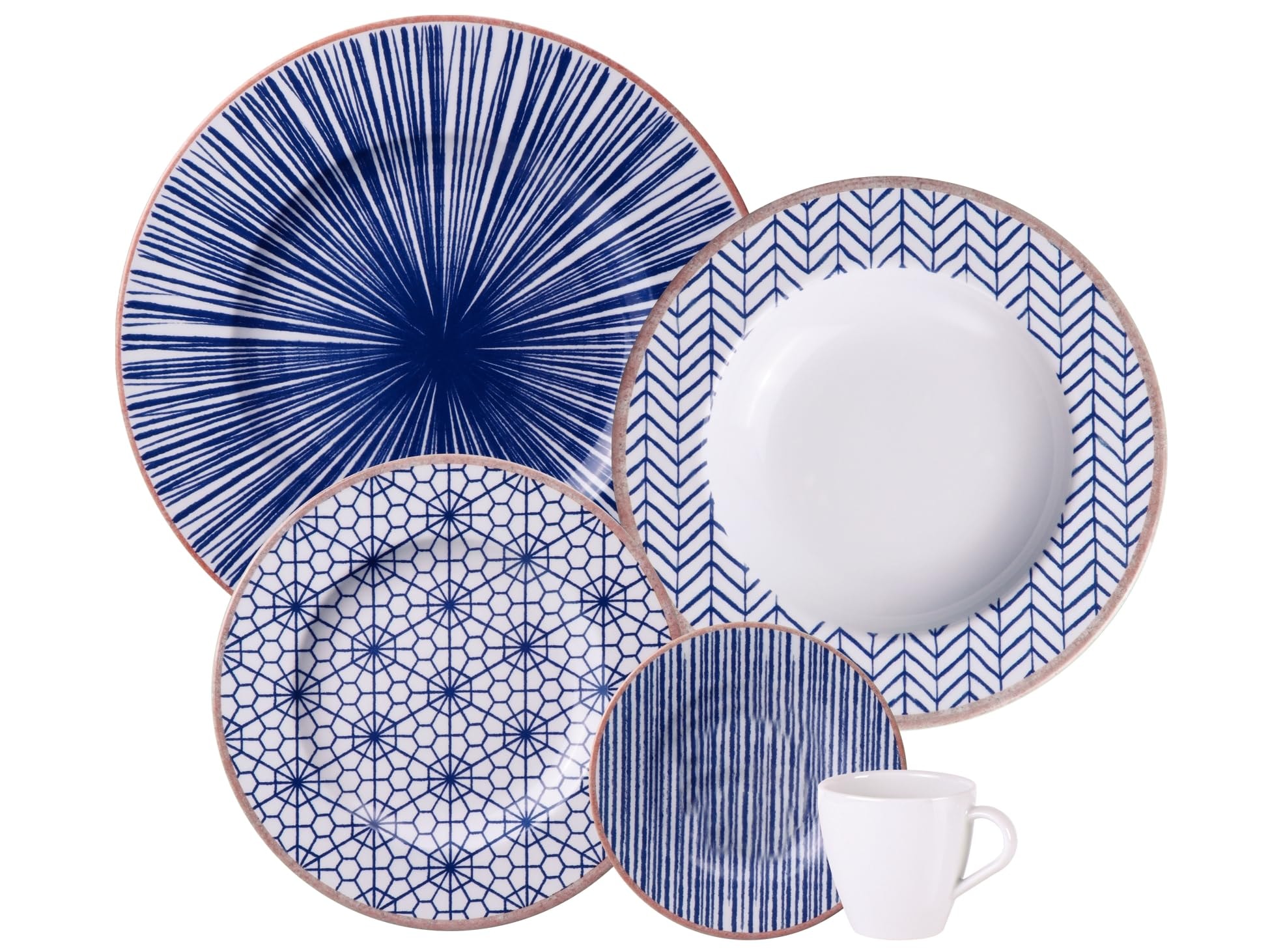 Aparelho de Jantar Tramontina Abstratta em Porcelana Decorada 20 Peças