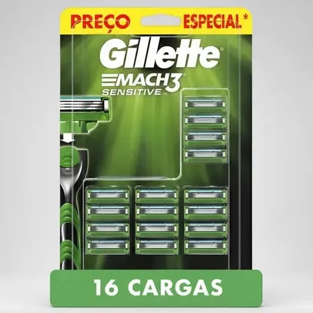 Carga Aparelho De Barbear Gillette Mach3 Sensitive Com Aloe
